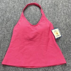 LL Bean Tankini Swimwear Top Womens 12 Halter Style Built In Bra Pink NEW W Tags